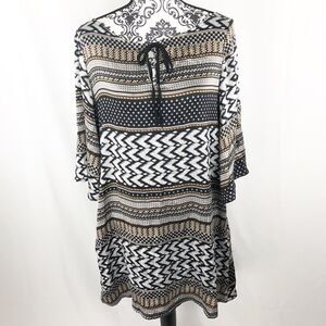 Hale Bob Silk Keyhole Collar Tunic Dress